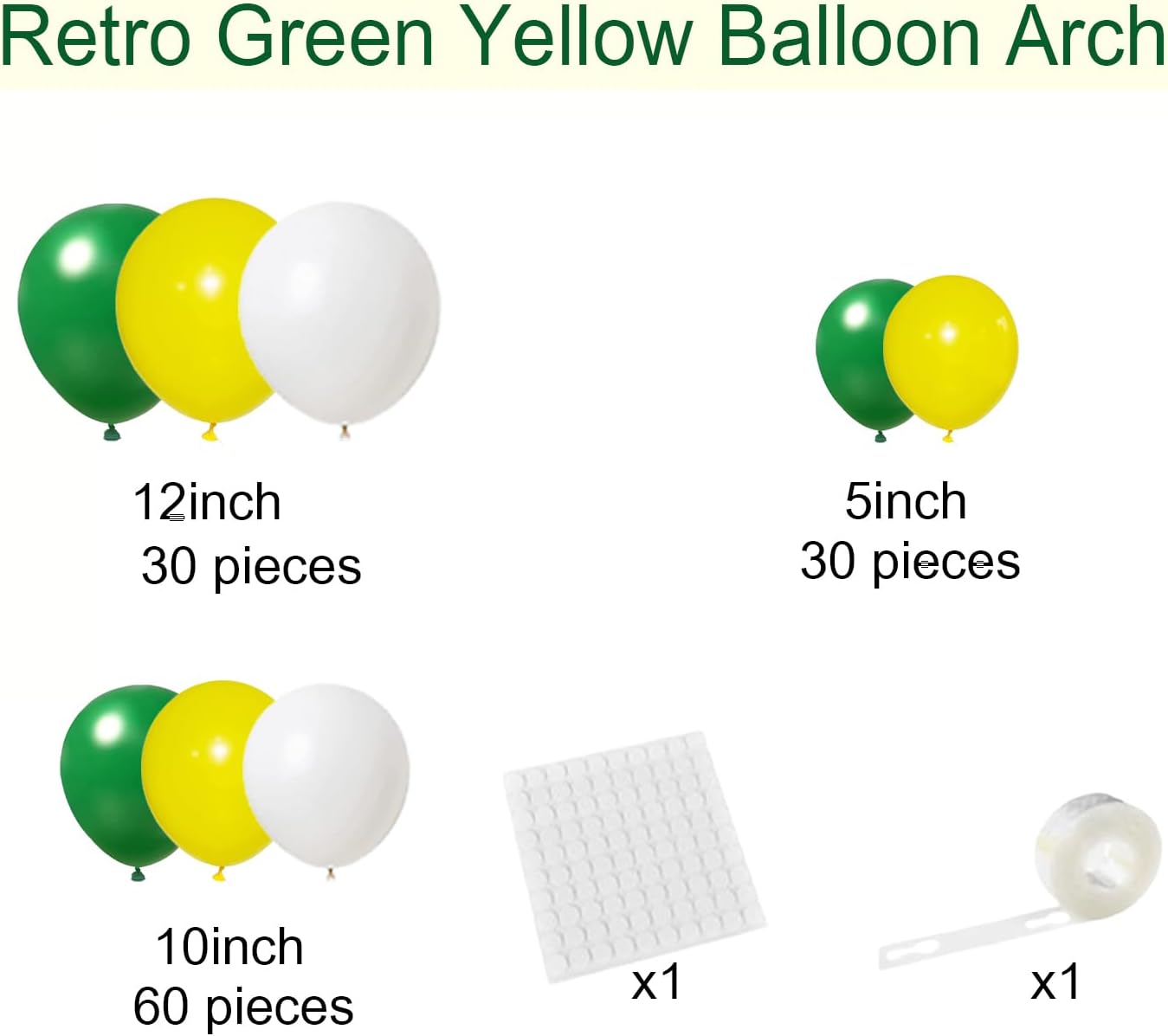 Retro Green Yellow Balloons Arch Garland Kit, 122PCS Dark Green and Yellow Balloons Yellow White Balloons Golf Party for Birthday Forest Tractor Soccer Birthday Graduation Party Decorations