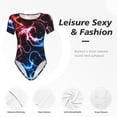 thumbnail image 4 of Rateoe Red And Blue Lightning Printed Women Rash Guard Short Sleeve,Tummy control Swimsuit Surfing Swimsuit Bathing Suit Short-sleeved Onesie UPF 50+ -XX-Large, 4 of 7