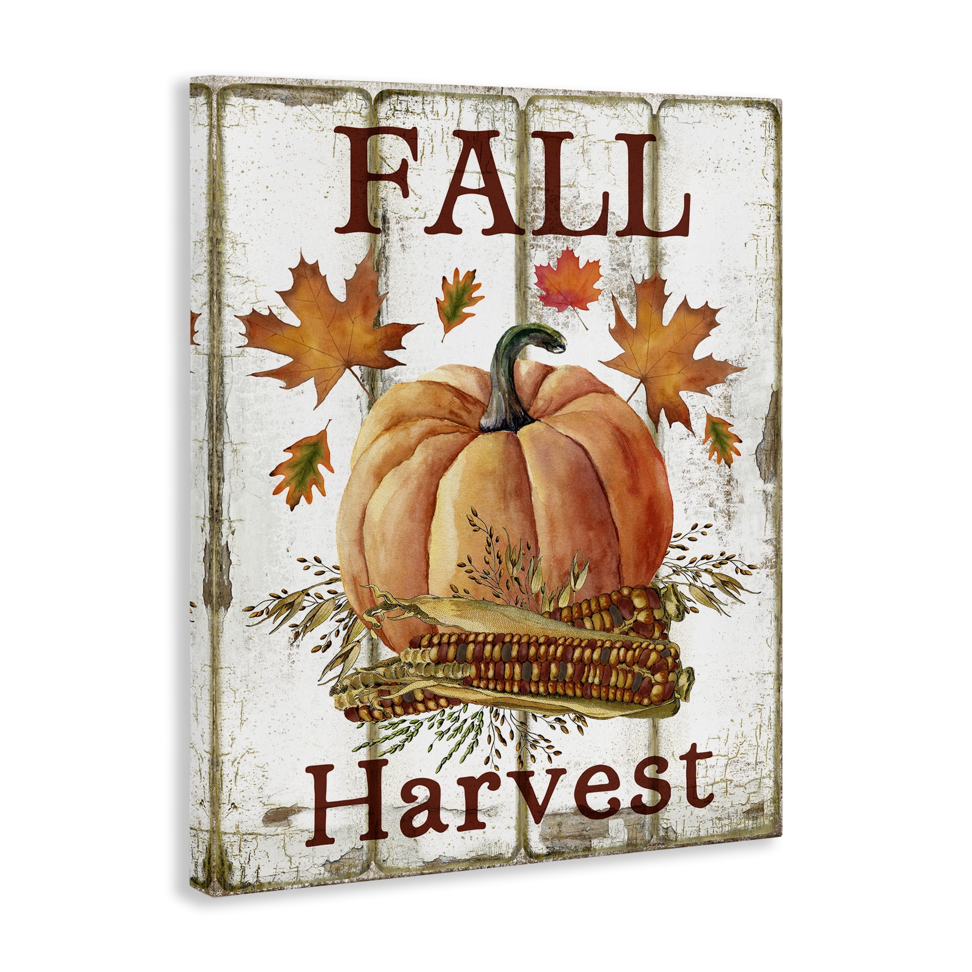 Stupell Industries Fall Harvest Pumpkin & Corn Holiday Painting Gallery Wrapped Canvas Art Prints Wall Art, 24 x 30
