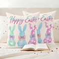 thumbnail image 3 of Happy Easter Pillow Covers 2 Pack Watercolor Green Blue Pink Rabbits Linen Texture Pillowcase Waterproof Outdoor Throw Pillow Cover for Patio Garden Square Cushion 18”x18”, 3 of 9