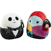 Squishmallows Kellytoys 12 Inch Jack Skellington and Sally Nightmare Before Christmas Set Halloween Plush Stuffed Toy