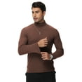 thumbnail image 3 of Tyhengta Men's Turtleneck Shirts, Long Sleeve Cotton Pullover Sweaters Mock Neck Knitted T-Shirt Basic Slim Fit Tee Tops coffee L, 3 of 10