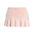 thumbnail image 4 of Womens Casual A-line Pleated Skirts Ruched Ruffle Solid Color Wave Mini Skirts White S, 4 of 6