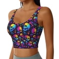 thumbnail image 2 of Honeii mushroom rainbow color Skull patten Workout Crop Tank Top for Women Yoga Tank Tops Athletic Sports Shirts Exercise Undershirts,Sports Bra,Sports vest-X-Large, 2 of 8