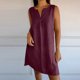 thumbnail image 2 of Vestido de Verano de Manga Corta para las Mujeres Vestido de Sol Sólido con Cuello en V Casual, Vestido de Ventilación de Playa para Imágenes, Uso Diario Y de Fiesta, Poliéster Ligero, 2 of 6