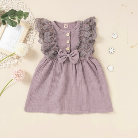 

Juebong Baby Dresses Deals For Days Toddler Baby Girl Outfits Lace Sleeveless Bow Cotton Comfortable Cute Kids Dress