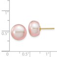 thumbnail image 5 of 14K Yellow Gold 10-11mm Purple Button FW Cultured Pearl Stud Earrings, 5 of 5