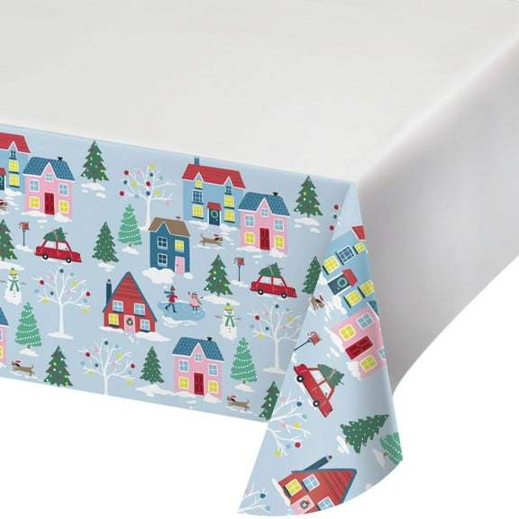 Christmas Village Paper Tablecloth