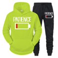 thumbnail image 4 of Conjunto de 2 piezas de sudadera y pantalones divertidos con estampado de batería "PATIENCE" para hombre, sudadera de manga larga, chándal, ropa deportiva unisex, 4 of 5