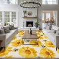 thumbnail image 3 of Golden Chrysanthemum Area Rugs 8'x10', Washable Small Throw Rugs for Living Room Patio, Farmhouse Bees Floral Burlap Indoor Outdoor Rug Non-Slip Low Pile Carpet Runner Reversible Floor Mats, 3 of 8