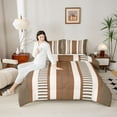 thumbnail image 4 of Homewish Geometric Stripes Bedding Comforter Set,Modern Abstract Geometric Twin Comforter Sets,Beige Brown Bedding Set For Men Women,Super Cozy Room Decor Reversible,2-Piece, 4 of 8