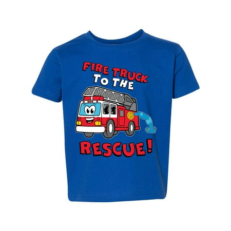 

Fire Truck to the Rescue Red Firetruck with Dogs Cars and Trucks Toddler Crew Graphic T-Shirt Royal 2T