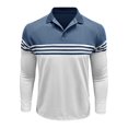 thumbnail image 6 of WTOBBY Men's Casual Long-Sleeve Polo Shirt, Colorblock Stripe Print Collared T-Shirt, Comfortable Fit for Business Casual and Stylish Daily Wear,Blue 3XL, 6 of 6