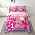 thumbnail image 2 of Homewish Teens Girls Volleyball Gamer Bedding Comforter Set 7-Piece,Girl Sport Game King Bedding Sets,Stars Love Heart Ultra Soft Bed Sheets,Breathable Home Decor,Reversible, 2 of 8