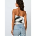 thumbnail image 4 of Women Striped Tube Tops Strapless Going Out Backless Sleeveless Sexy Cute Knit Crop Summer Clothes, 4 of 5
