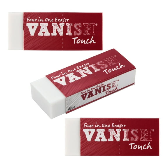 Acurit Vanish Touch Artist Eraser, Latex-Free, 3 Pack - Soft, Flexible Pencil Erasers, Sketching Supplies W/ Protective Sleeve - Graphite, Charcoal, Pastel Compatible