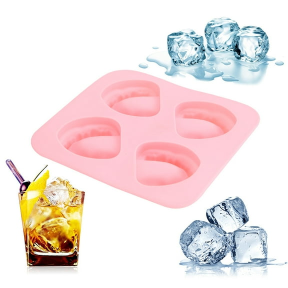 Silicone Ice Mold DIY Funny Gift Pink 4 Hole Tooth-shaped Ice Making Tray Kitchen Supplies, BPA Free