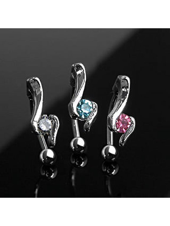 Lightening Diamond Upside Down Dangle Belly Ring 14G (1.6MM) #156 (Clear)