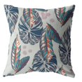 thumbnail image 2 of Tropics Coussin en Tissu Intérieur/extérieur Bleu Foncé sur Gris 16x16, 2 of 8
