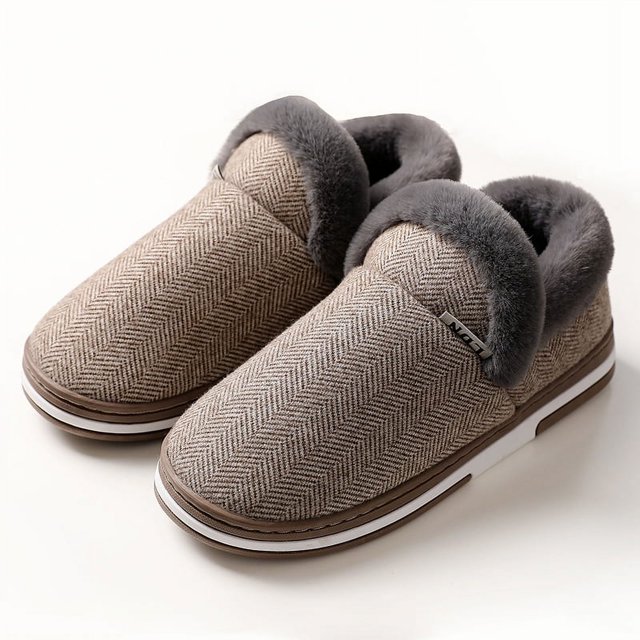 Zapatillas de algodón para el hogar para hombre, para otoño e invierno, con suela gruesa, antideslizantes, para interiores, cálidas, de felpa