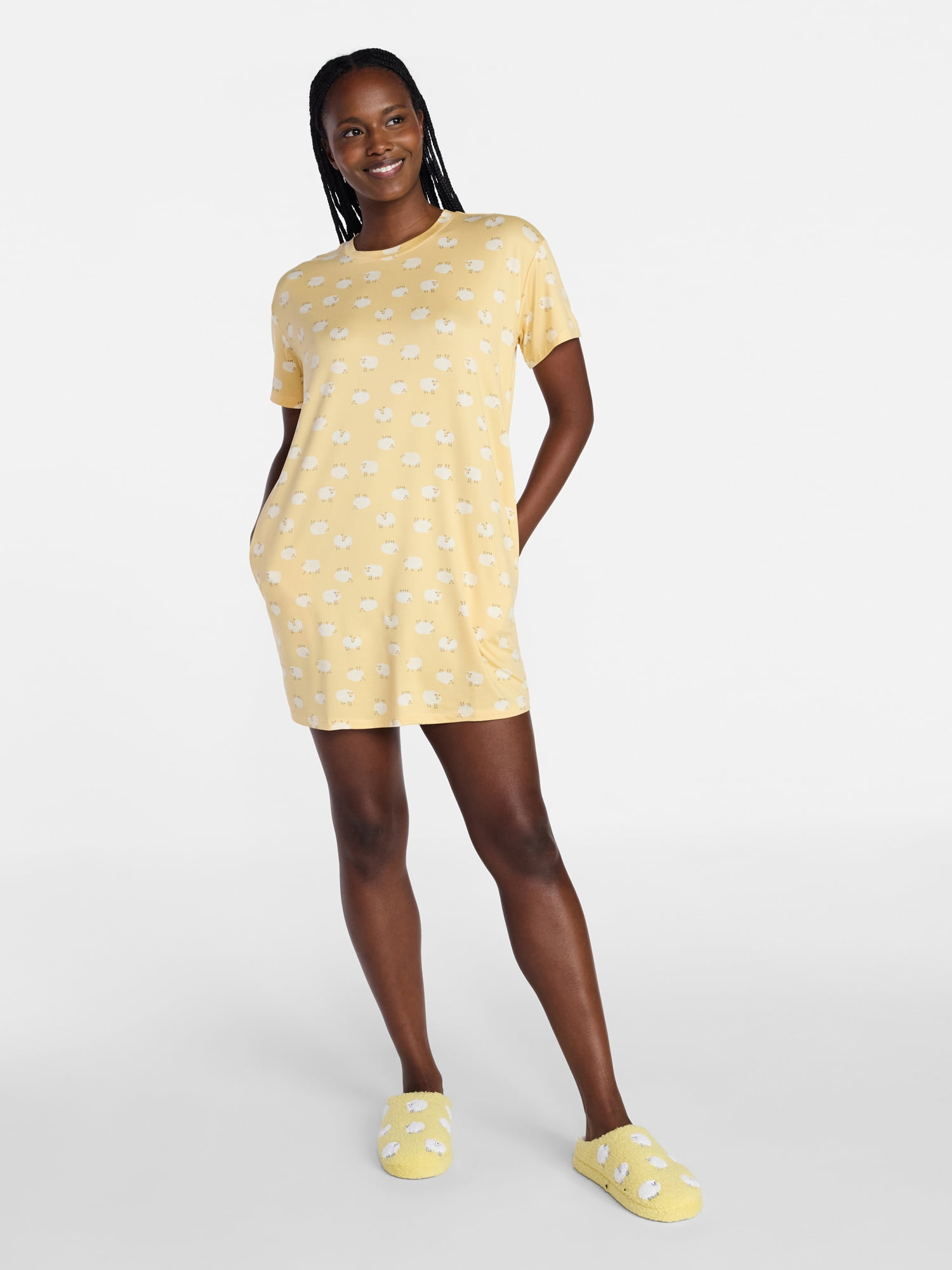 Joyspun Women's Dreamy Soft Collection Short Sleeve Sleepshirt, Sizes S/M-2X/3X