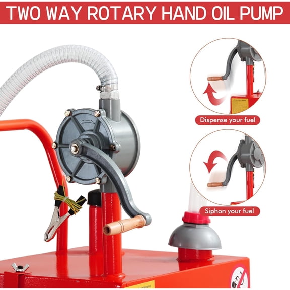 Historyli 40 Gallon Fuel Gas Caddy, with Wheels & Manual Siphon Pump, Portable, with Discharge Hose, Red