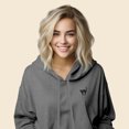 thumbnail image 4 of Dalix Black Cat Embroidered Fleece Cropped Hoodie Cold Fall Winter Women in Deep Heather L Large, 4 of 5