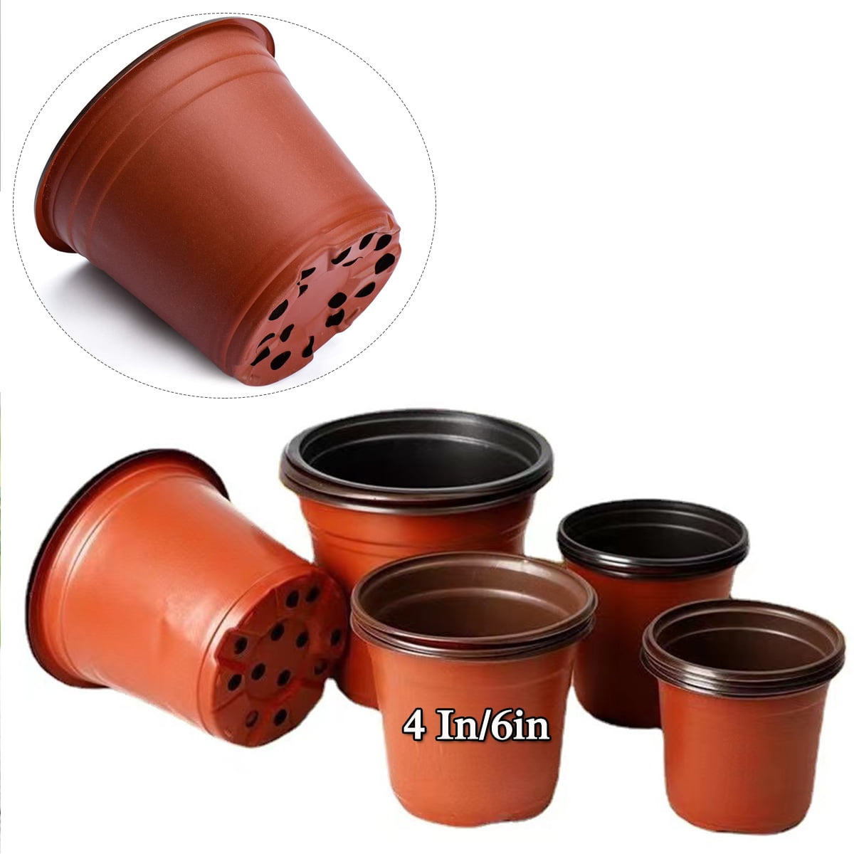 4/ 6 Inches Plastic Plant Nursery Pots, Seed Starting Pot Flower ...