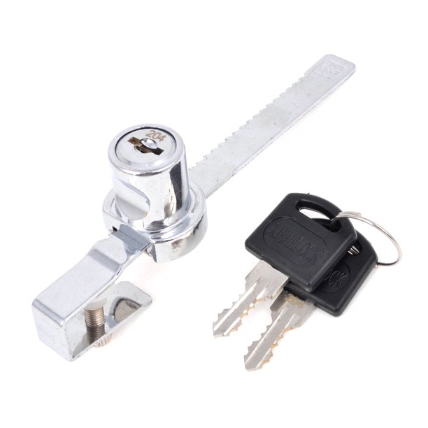 4.7" Long Silver Tone Sliding Glass Door Lock with Keys
