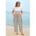 thumbnail image 2 of CASSIE LIZ Plus Size Pants 4X Leopard Dress Wide Leg Crop Pleated Lounge Elastic High Waist Pants with Pockets 4XL 24W 26W, 2 of 6