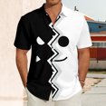 thumbnail image 4 of adaychics Mens Hawaiian Shirts Funny Smiling Face Short Sleeve Button Up Summer Shirt Holiday Tops for Vacation, 4 of 8