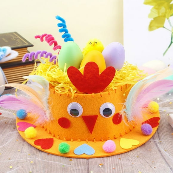 EGNMCR Easter Decorations Children's Easter Gift Children's Easter Decorations Easter Sensation DIY Eggs Hats For Kids Easter Party Supplies Gifts DIY Bunny Hat Mate 30ml Decorative cap