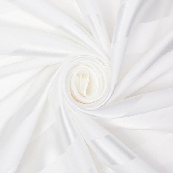 1 Inch Striped Stretch Satin Jacquard Polyester Spandex Soft Smooth Fabric By The Yard For Sewing, Crafts, Accessories, Apparel, & More - White, 1 Yard