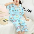 thumbnail image 5 of Kid's Pajamas Set 2-piece Cute Printed Sleepwear Short Sleeves Ruffle Cuff Nightwear Gift, 5 of 5