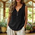 thumbnail image 2 of Lumtrix Womens Tank Tops Loose Fit Cotton Linen V Neck Henley Sleeveless Shirt Casual 2026 Summer Beach Top Black 2XL, 2 of 6