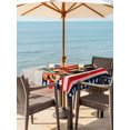 thumbnail image 3 of Outdoor Tablecloth with Umbrella Hole for Patio/Picnic/Party/Camping, Vintage Truck American Flag Waterproof Table Cloth Square Cover Washable, Blue Star 4th of July (60"x 60"), 3 of 9