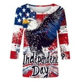 thumbnail image 3 of 4th of July Shirts Women Cotton 3/4 Length Sleeve Tunic Tops Patriotic American Flag Shirt, 3 of 4