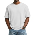 thumbnail image 2 of FRSASU Men's Solid Waffle T-Shirts Short Sleeve Casual Crew Neck Shirt Summer Plain Pullover Tee Tops White, 2 of 5
