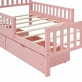 thumbnail image 4 of Cama de plataforma de madera de tamaño doble con barandillas en ambos lados y dos cajones de almacenamiento, 4 of 5