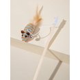 thumbnail image 5 of Wooden Cat Teaser With Feather, Bell, Mice Toy, And String, Color Random, 5 of 5