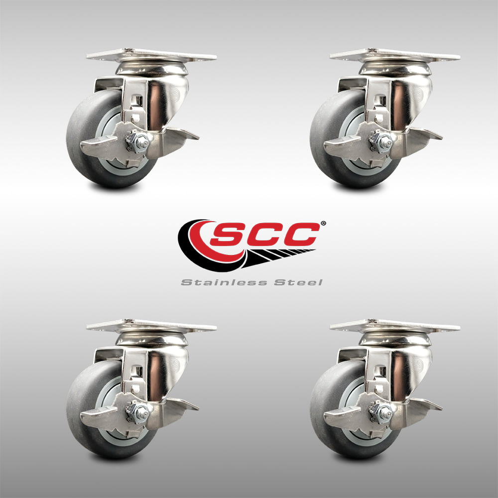 3.5" Swivel Ball Bearing Steel Caster Wheels with Top Plate Set of 4 