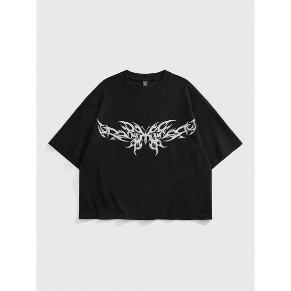 Grunge Y2K Tribal Butterfly Graphic Cotton Men Women T-Shirt