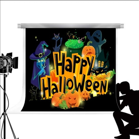 Image of ABPHOTO Polyester Photo Backdrop Happy Halloween Background Cartoon Wallpaper for Fond Studio Photography 7x5ft