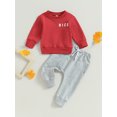 thumbnail image 2 of Bagilaanoe 2PCS Toddler Baby Boy Long Pants Set Letter Print Long Sleeve Sweatshirt Pullover Tops + Drawstring Sweatpants 6M 12M 18M 24M 3T Kids Casual Sweatsuits, 2 of 9