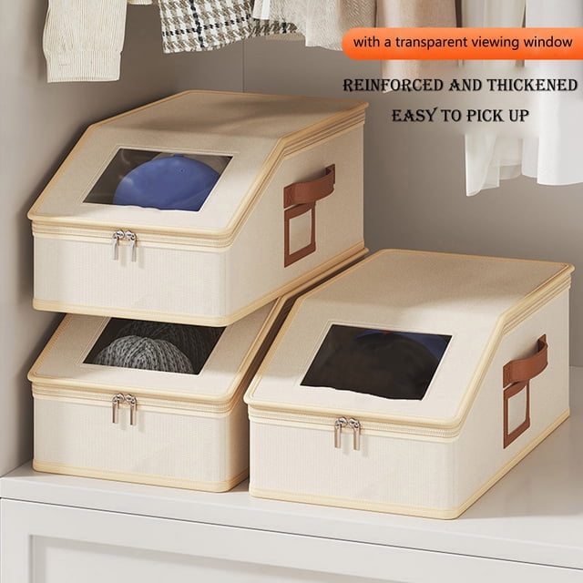 Caja de almacenamiento para gorras de béisbol, organizador apilable de sombreros de gran capacidad con tapa transparente, contenedor multifuncional para armario, dormitorio y dormitorio