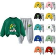 thumbnail image 4 of Odeerbi Toddler Boys Girls Dinosaur Sweatsuits Winter Warm Fleece Two Piece Outfits Set Cartoon Printed Sweatshirt Jogger Pants Tracksuit Set Loose Pullover Sweater Casual Hoodie White, 4 of 4