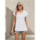 thumbnail image 4 of Blusas de Mujer de Corta de Verano, Informales, con Cuello en V, Blusas Lisas, Túnicas Plisadas L, 4 of 9