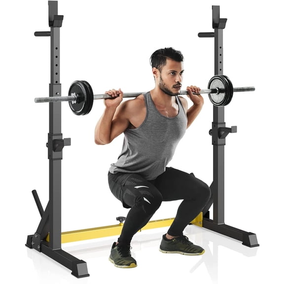 Arlopu Squat Rack Stand Adjustable Bench Press Rack Barbell Rack Stand for Home Gym Strength, 570 lbs