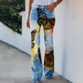 thumbnail image 4 of Gibobby pantalones de maternidad mujer Pantalones de mezclilla acampanados desgastados con corte de bota para mujer Pantalones casuales de mezclilla con estampado floral (Multicolor, M), 4 of 5