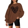 thumbnail image 1 of Gibobby Sudaderas para Mujer Sudadera de manga larga con patrón con cuello redondo para mujeres adolescentes y estudiantes(Café,G), 1 of 4